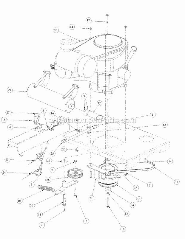 Kawasaki Engine Assembly Diagram and Parts List for M60-KW 53BB5D8X750-25HP-OHV Cub Cadet Lawn Tractor